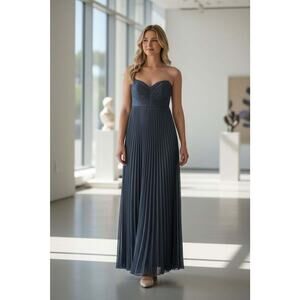 Elegant Greyish Blue Strapless Gown – Size 6, New with Tags
